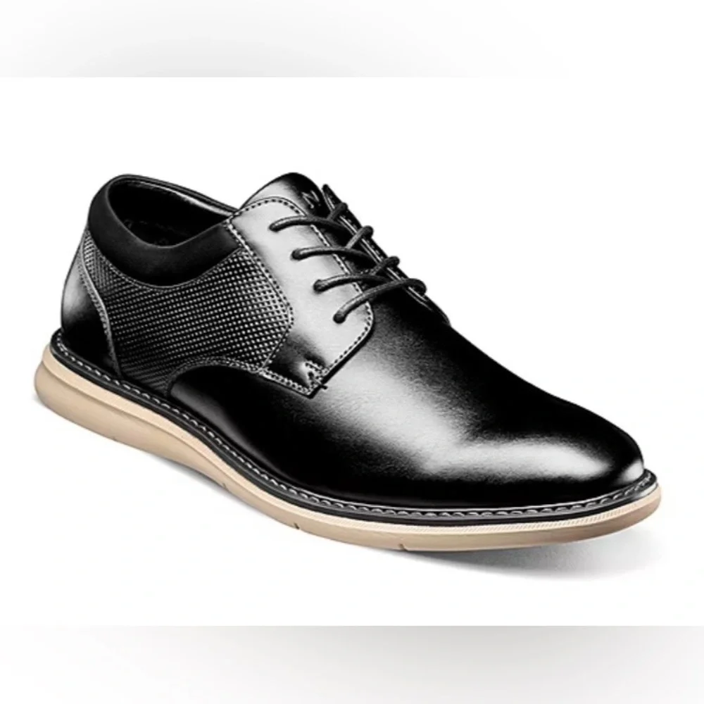 Nunn Bush Black Derby with Tan Sole Size 9.5